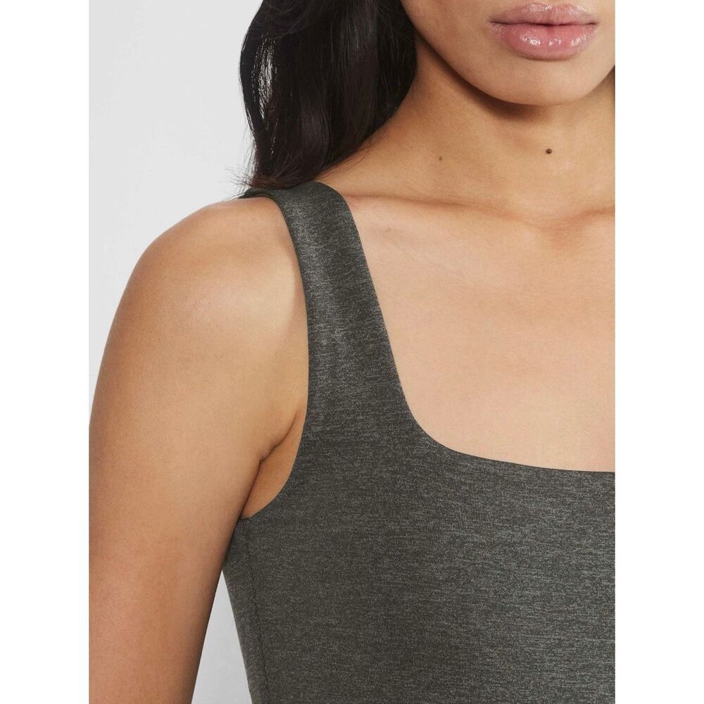 Aritzia Original Contour Pursue Square neck Bodysuit Heather Charcoal S NEW - Picture 5 of 12
